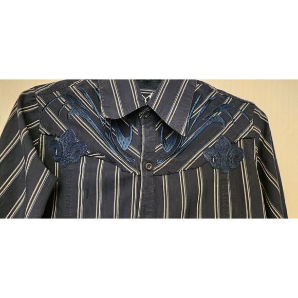 Mens Monarchy Button Down Embroidered Raw Hem Detail Size Small - Picture 5 of 9